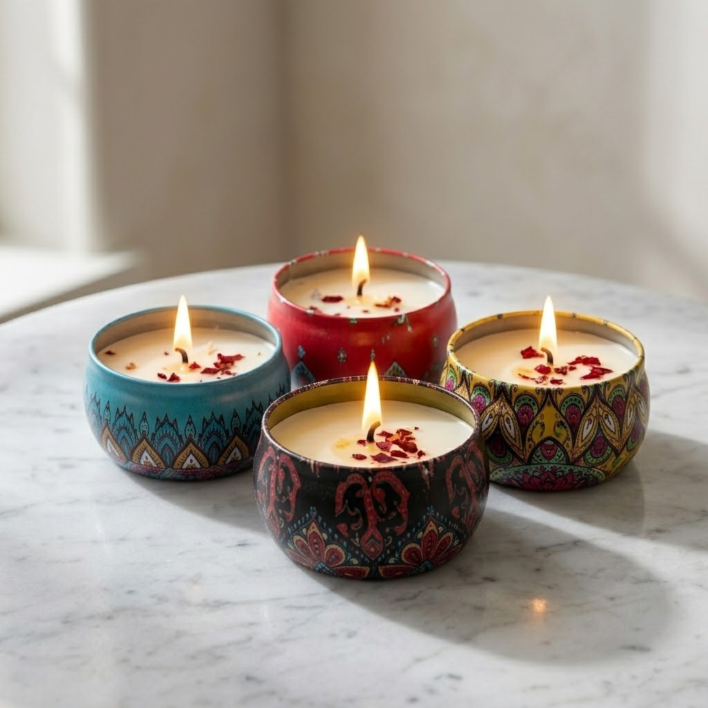 Soy Wax Scented Candle Gift Set – 4 Essential Oil Candles