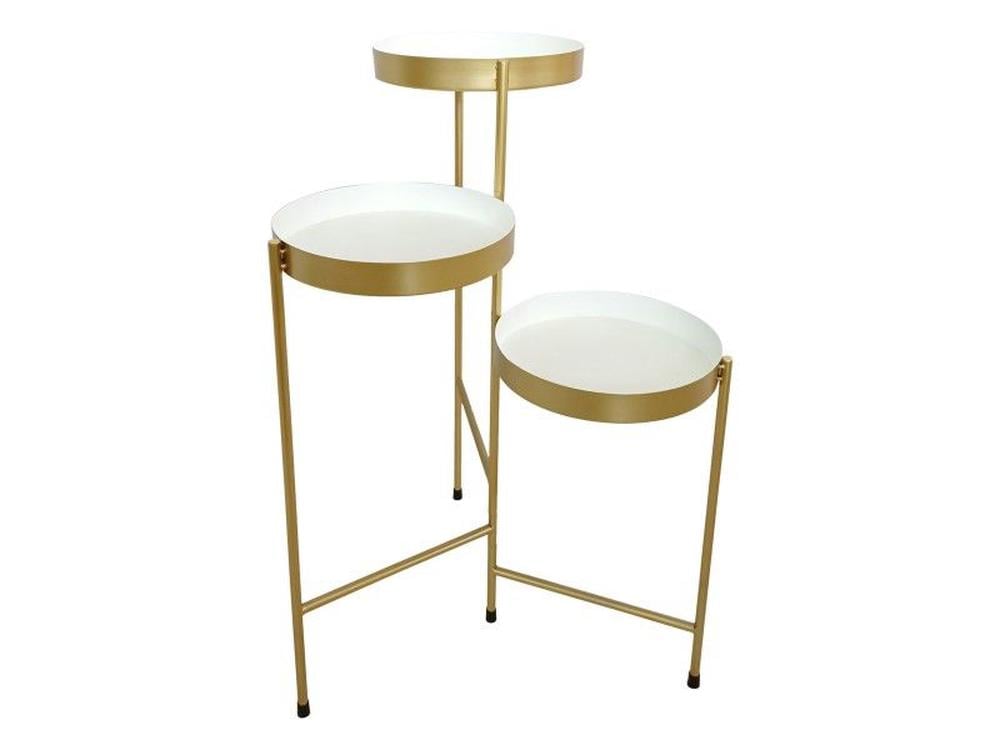 68cm Triple White/gold Metal Plant Stand