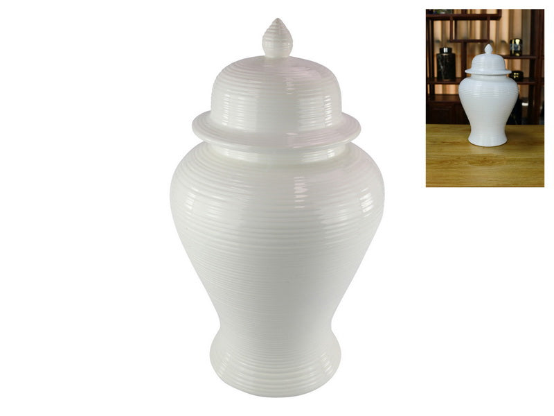 40cm White Ripple Glaze Temple Jar