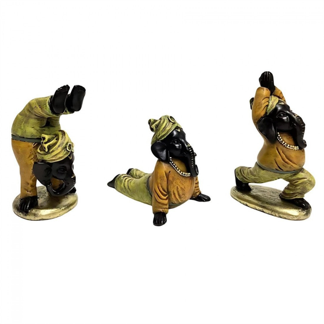 14.5cm Resin Yoga Ganesh Statue Set Of 3