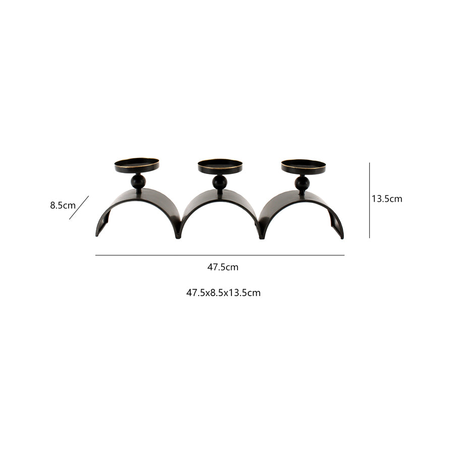 Willow & Silk Elementals Three Arch Pillar Candle Holder - Distressed Copper 47cm