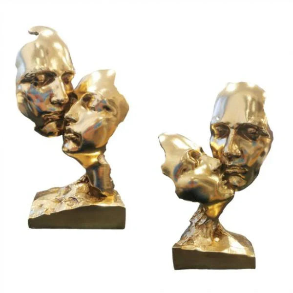20.5 cm Resin Golden Human Face Statue