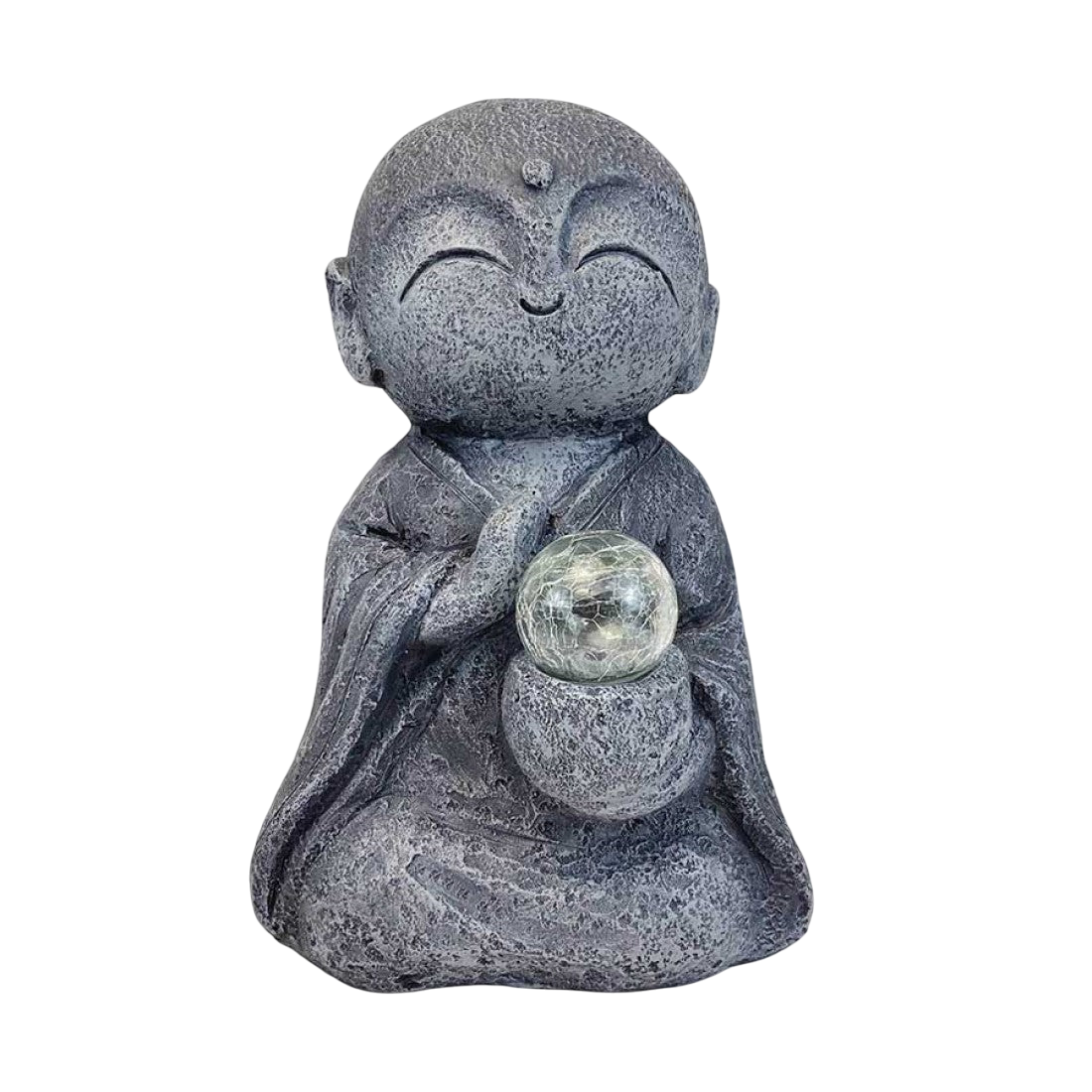 35cm Monk with Crystal Solar Light Ball