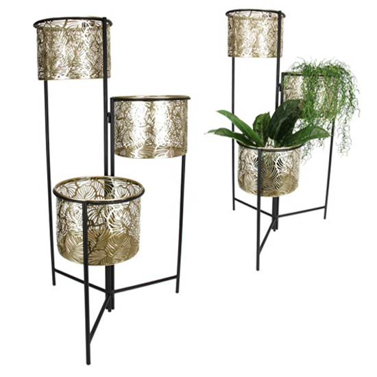 80cm Gold/black Triple Pot Holder