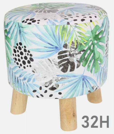 32h X 30w Blue & Green Fern Stool