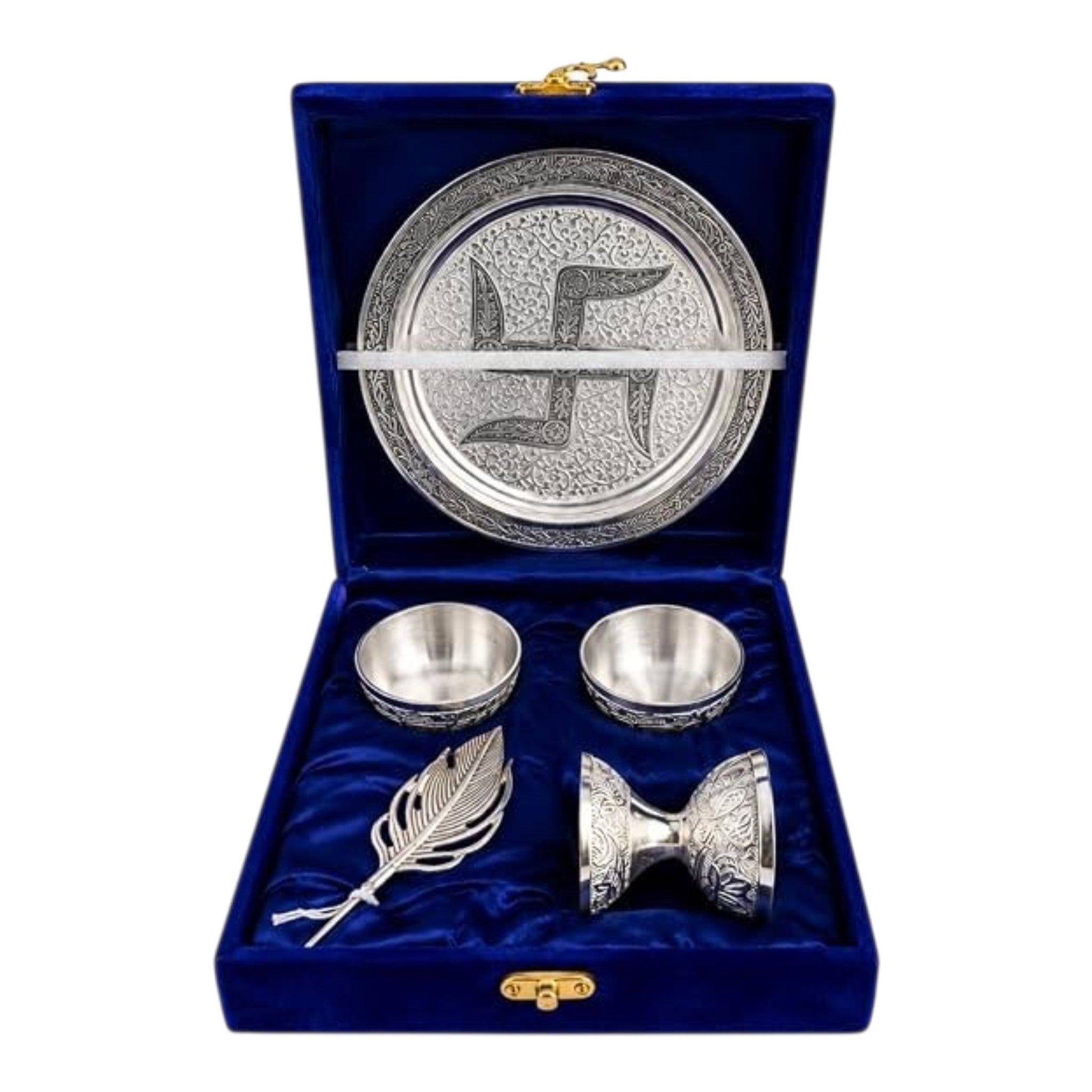 Luxurious 8-Inch Silver Plated Swastik Puja Thali Set | Elegantly Packaged Return Gift for Diwali & Weddings