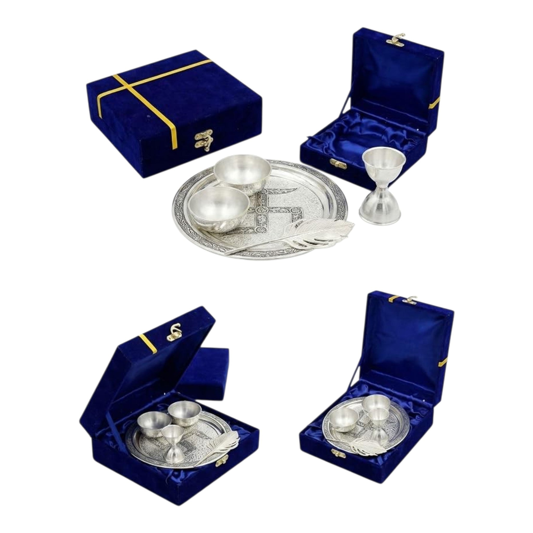 Luxurious 8-Inch Silver Plated Swastik Puja Thali Set | Elegantly Packaged Return Gift for Diwali & Weddings