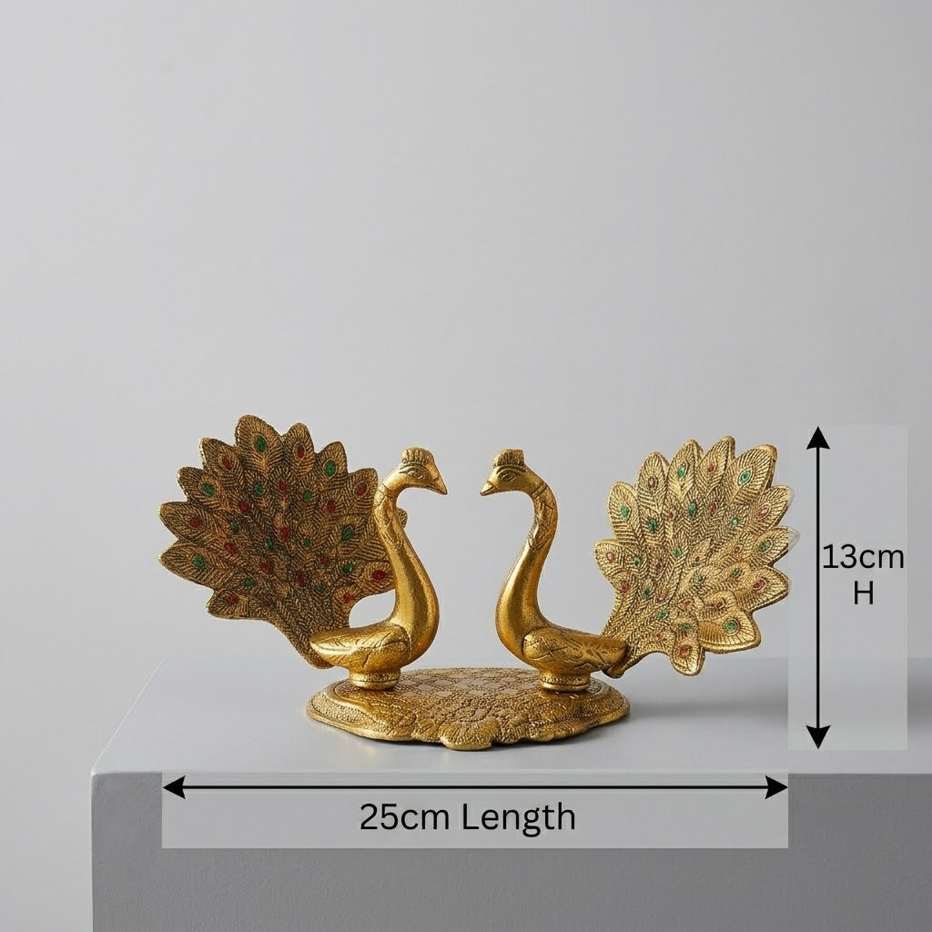 Handcrafted Metal Twin Peacock Decorative Accent Tray