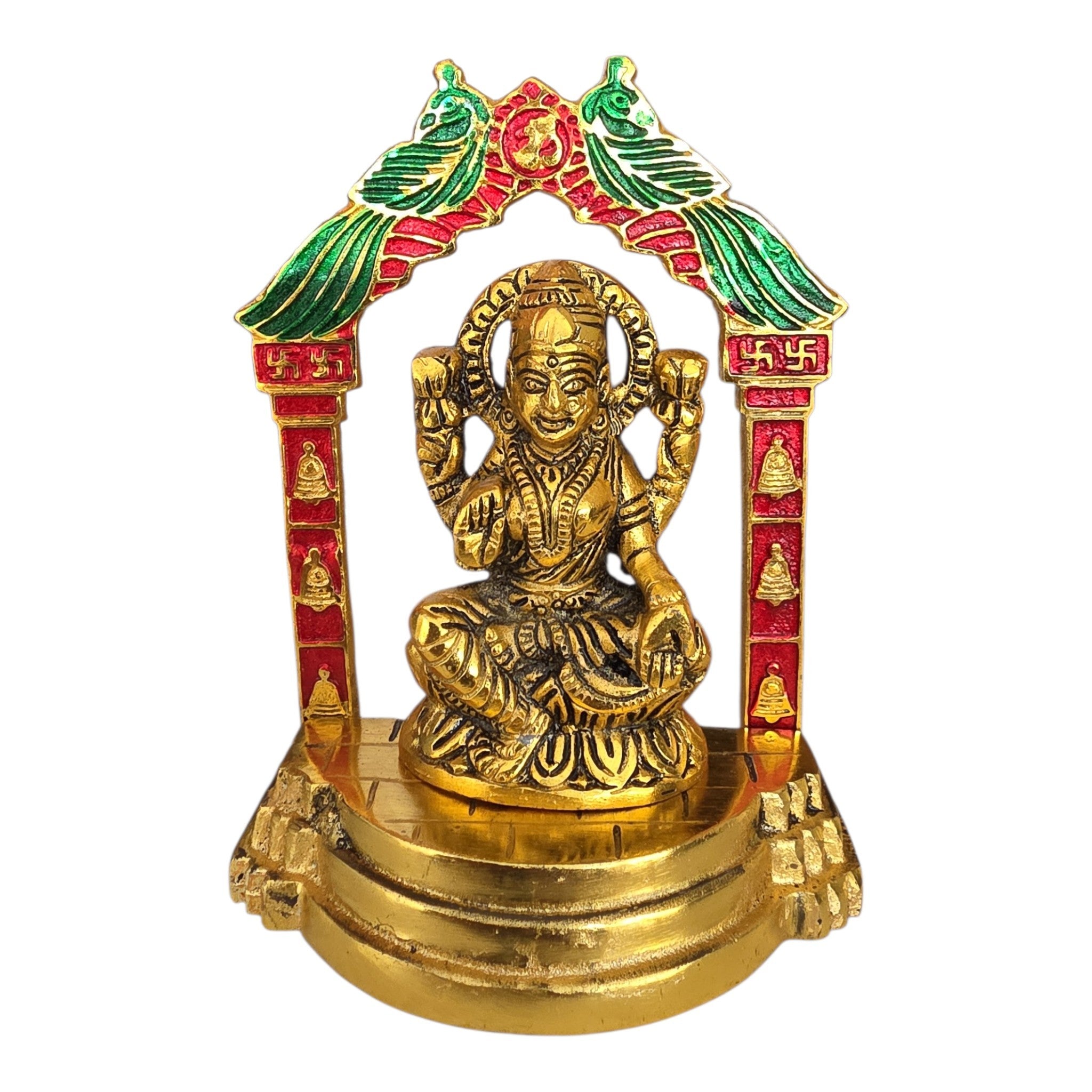 Handcrafted 14cm Meenakari Laxmi Ganesh Metal Idol Set for Pooja Temple & Home Decor | Brass Lakshmi Ganesha Murti for Diwali, Housewarming & Gifts