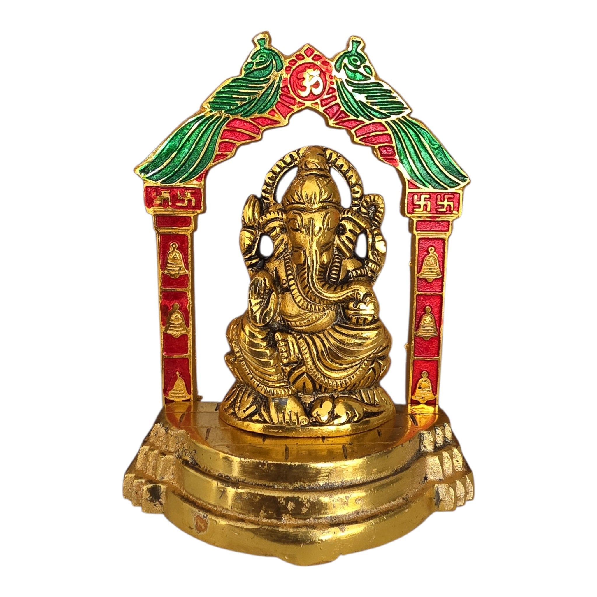 Handcrafted 14cm Meenakari Laxmi Ganesh Metal Idol Set for Pooja Temple & Home Decor | Brass Lakshmi Ganesha Murti for Diwali, Housewarming & Gifts