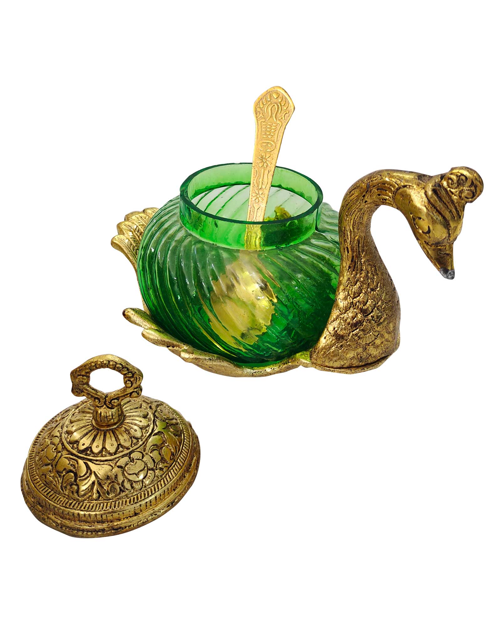 Golden Duck Glass Jar with Spoon – Premium Dry Fruit Gift Set