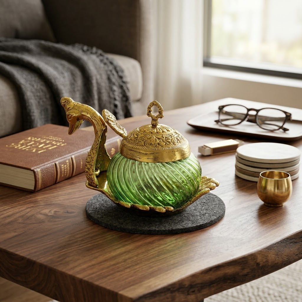 Golden Duck Glass Jar with Spoon – Premium Dry Fruit Gift Set