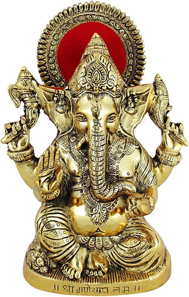 23cm Golden Metal Lord Ganesha Idol – Perfect Pooja & Gift Statue