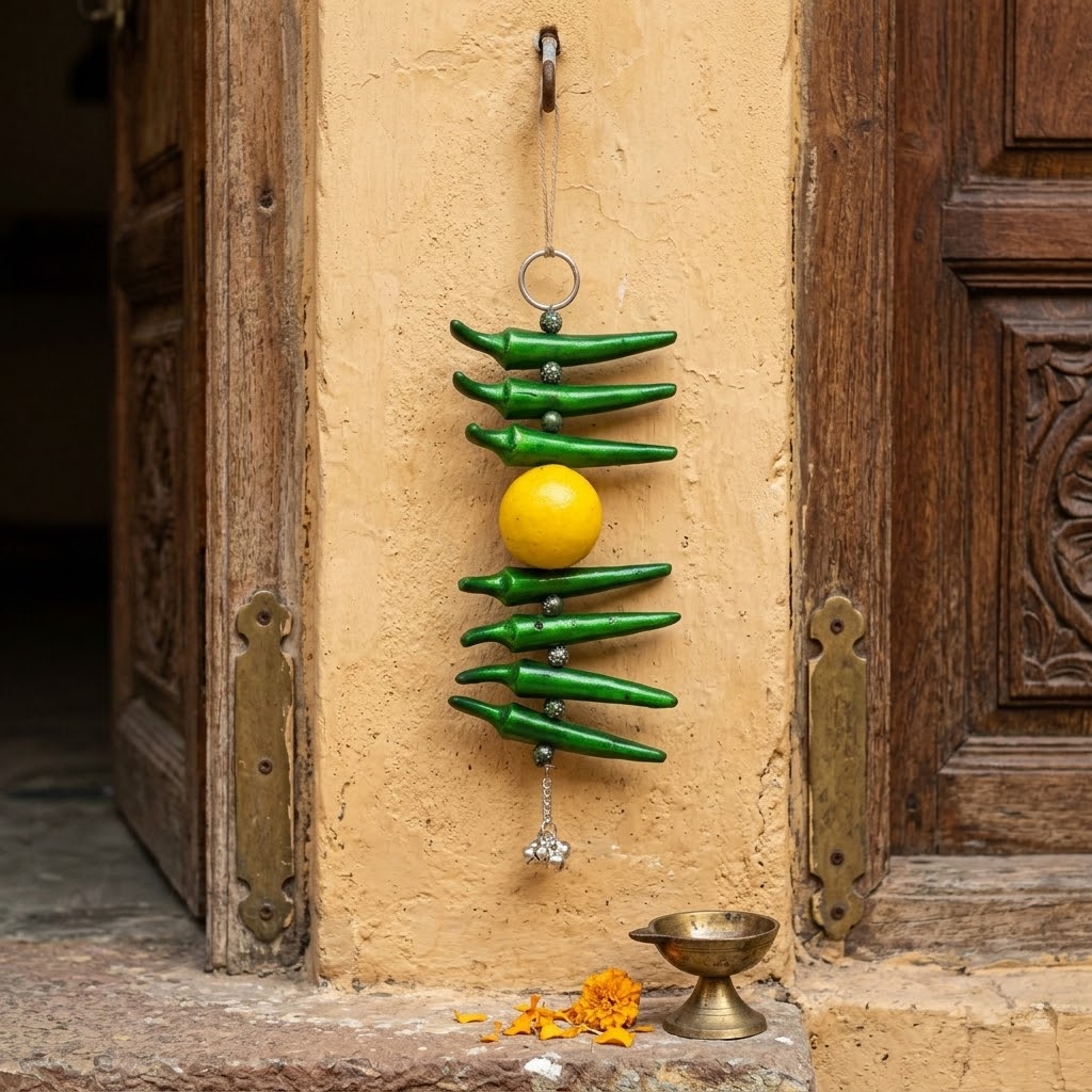 Indian Evil Eye Charm: Nimbu Mirchi for Home & Office
