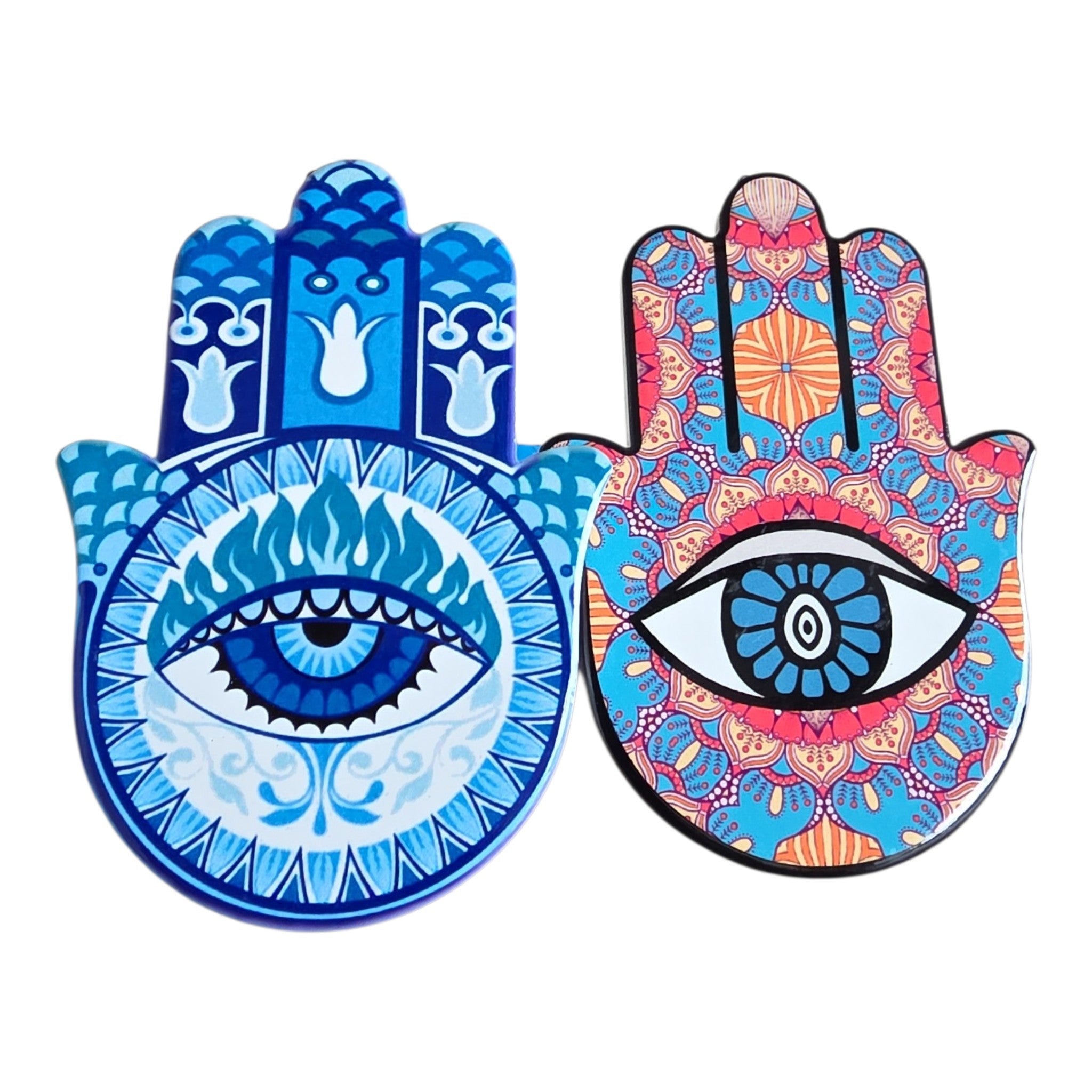 Hamsa Hand Evil Eye Standing Decor – Colorful Mandala Tabletop Plaque