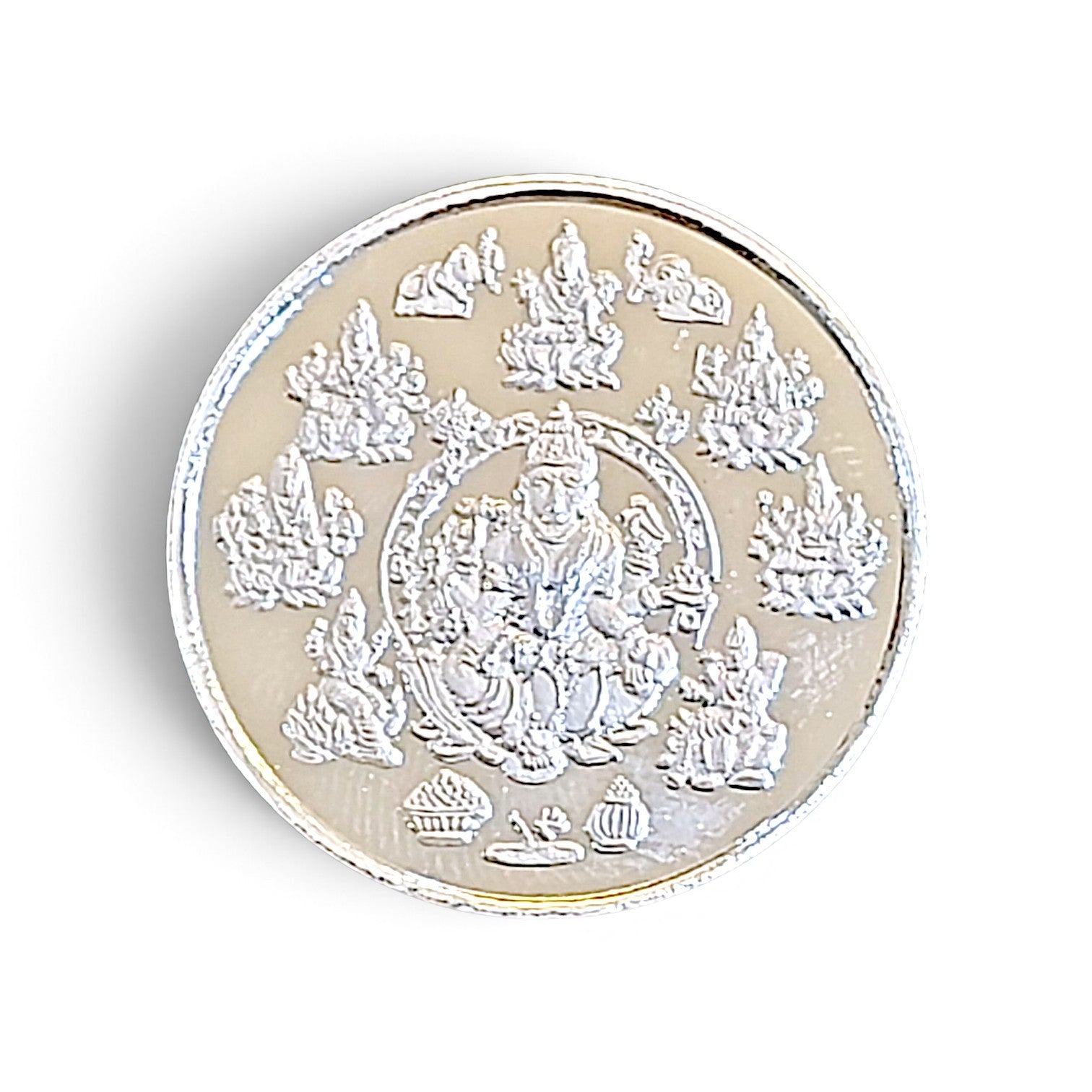 999 Purity 10 Gram Ashtalakshmi Plain Silver Coin | Pure Silver Devotional Coin for Puja & Gifting