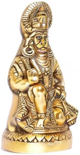 Hanuman Statue Sitting in Metal