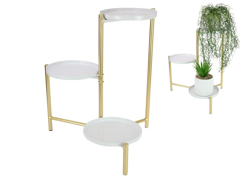 40cm White & Gold 3 Tier Pot Holder