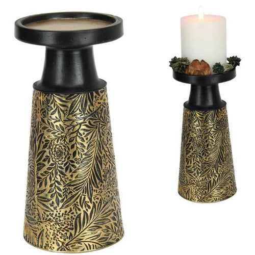 19cm Black/antique Gold Candle Holder