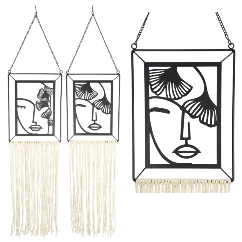 100cm Lady Face On Macrame Hanger Set of 2