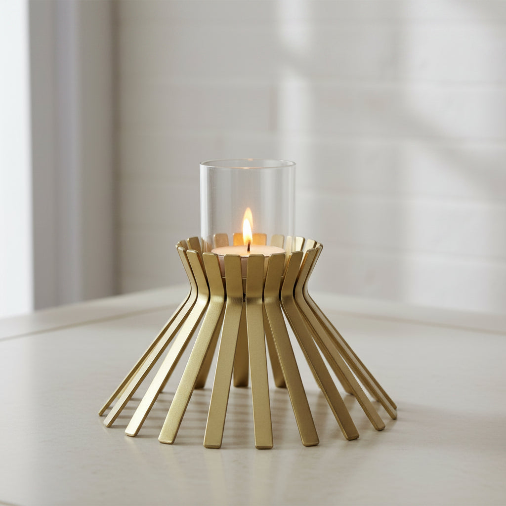 Aura Slotted Pillow Candleholder - 23cm Ceramic Sculpture Decor