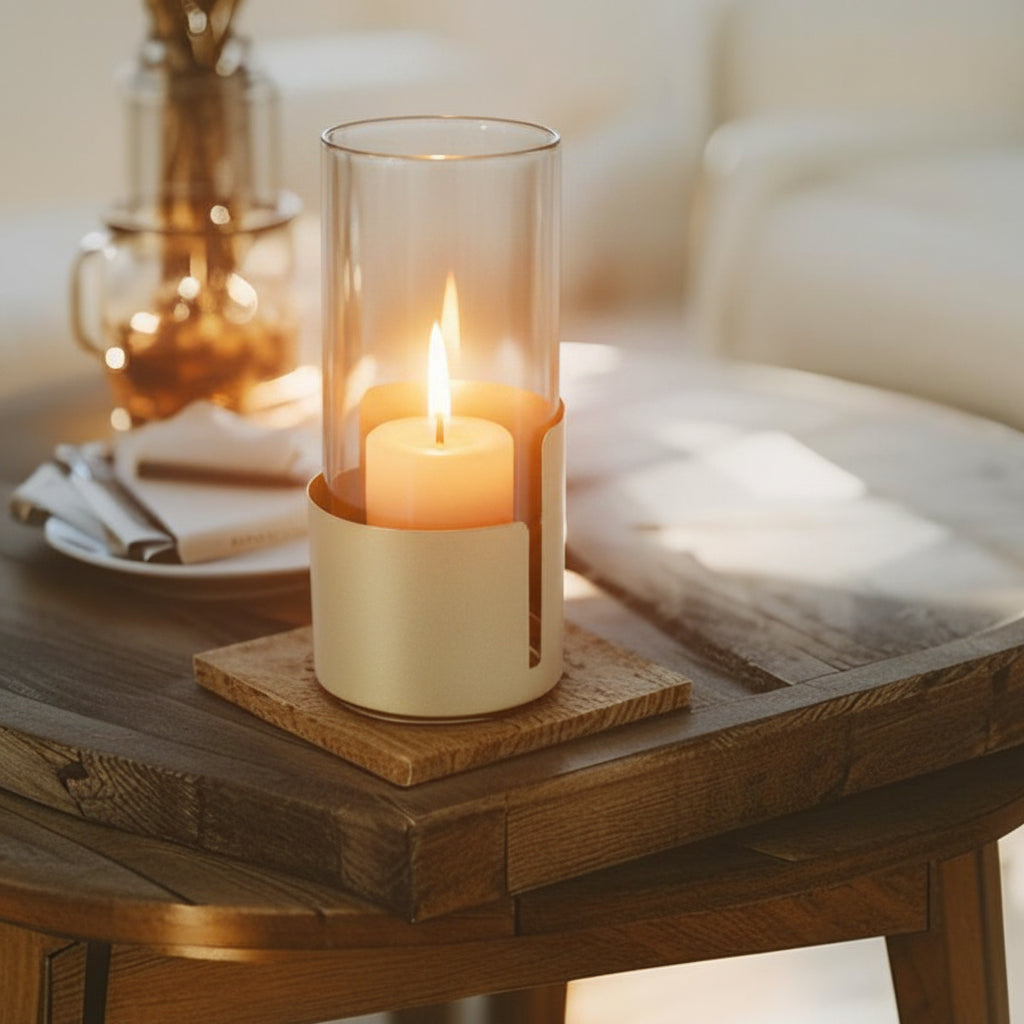 Aura Subtle Gold Pillar Candleholder