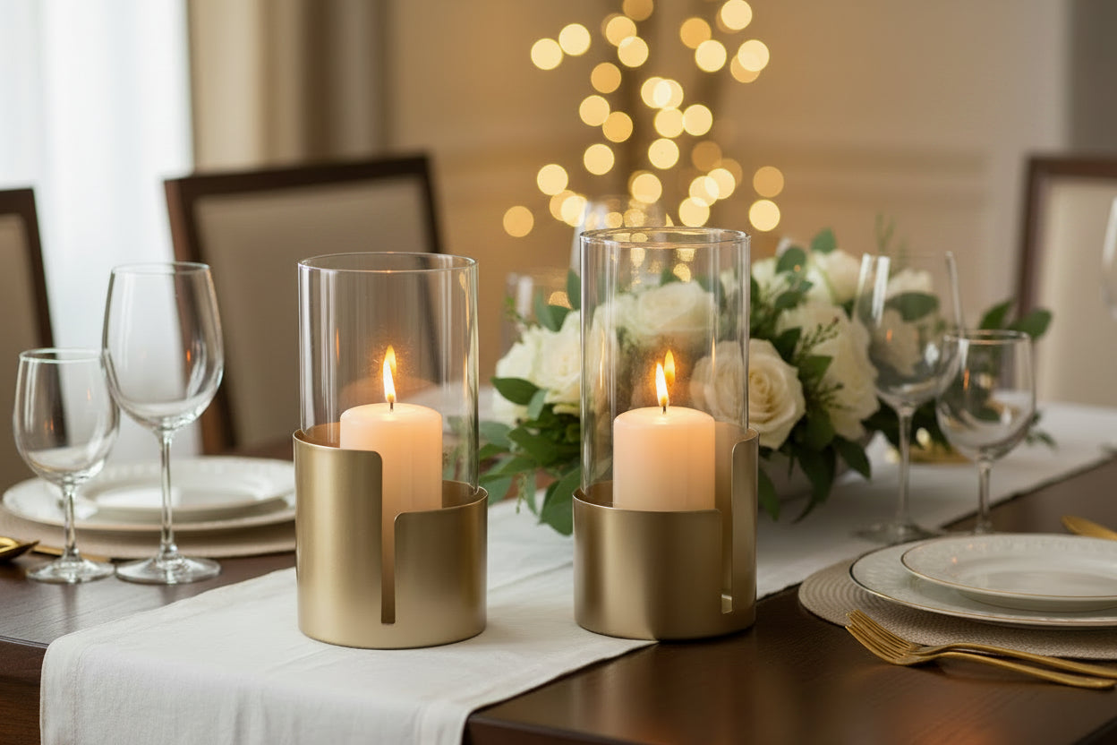 Aura Subtle Gold Pillar Candleholder