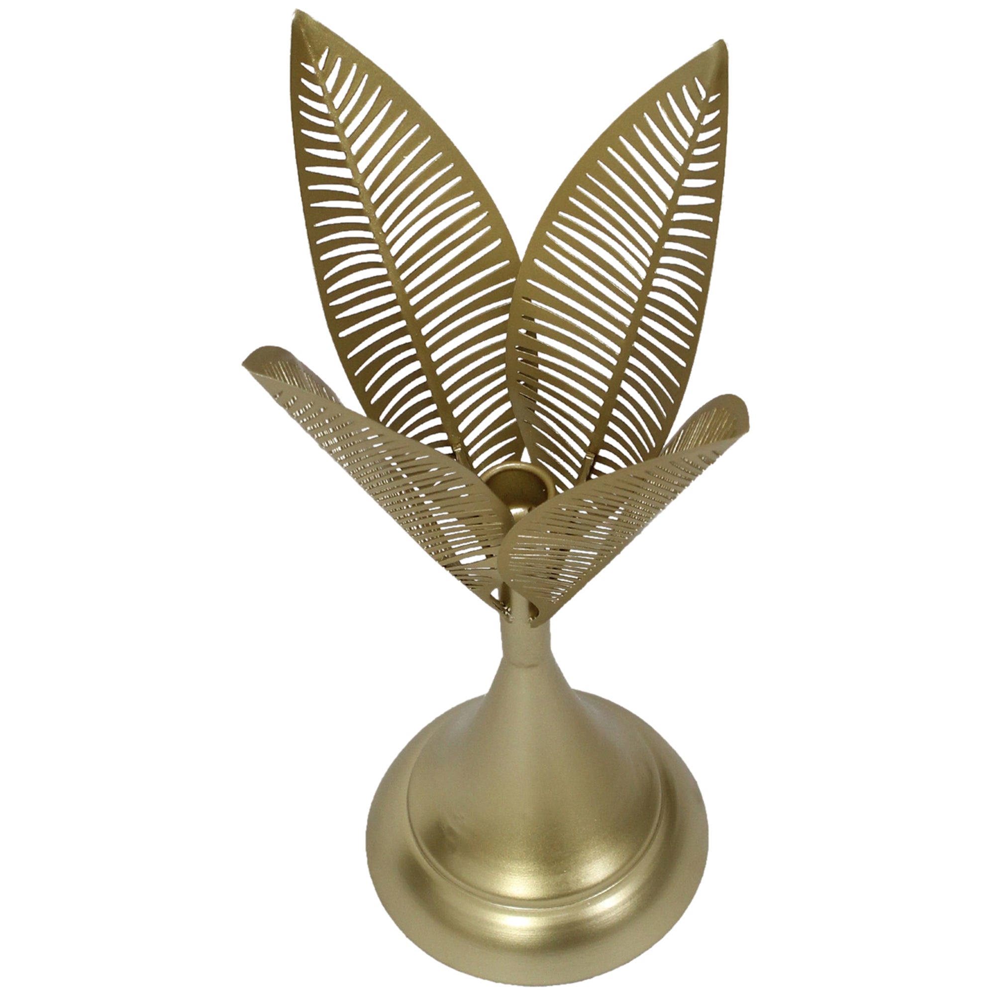 Aura Leaves Gold Taper Candle Holder