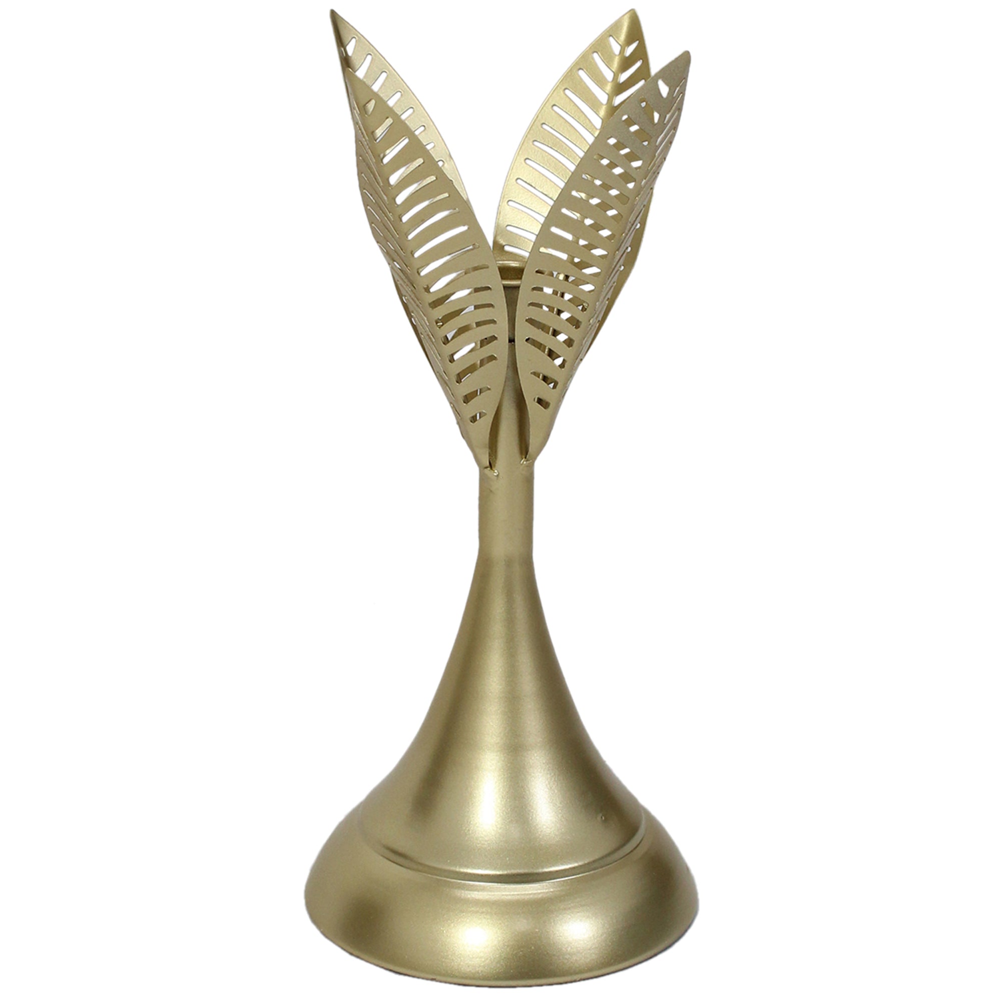 Aura Leaves Gold Taper Candle Holder