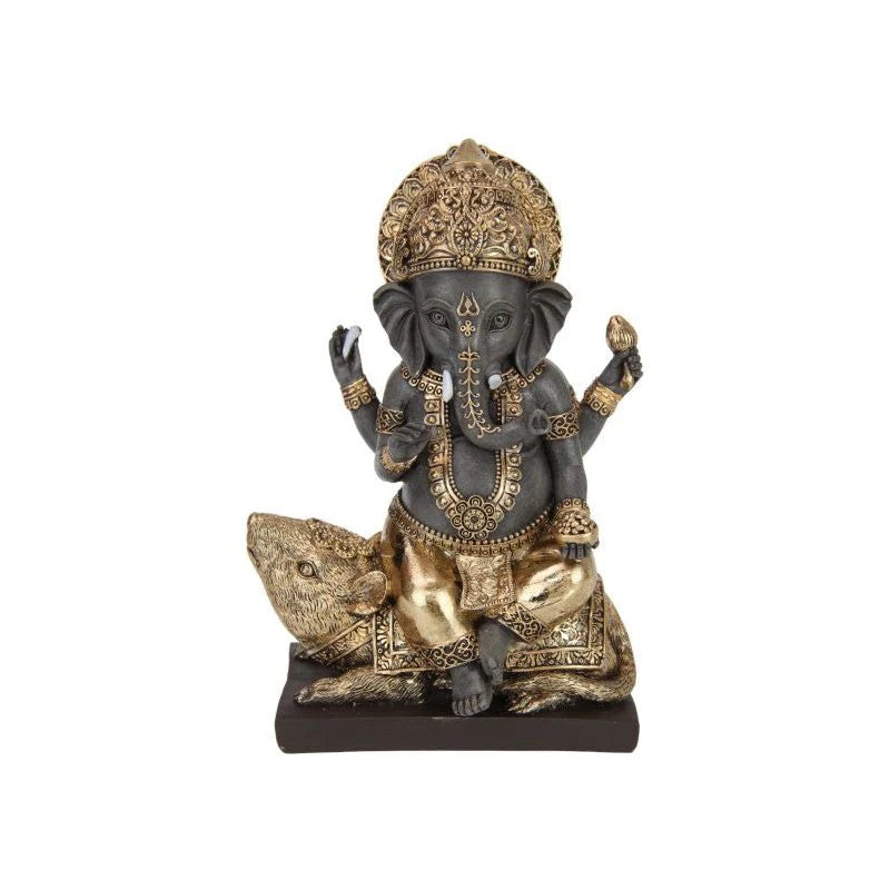 20cm Antique Ganesh on Rat