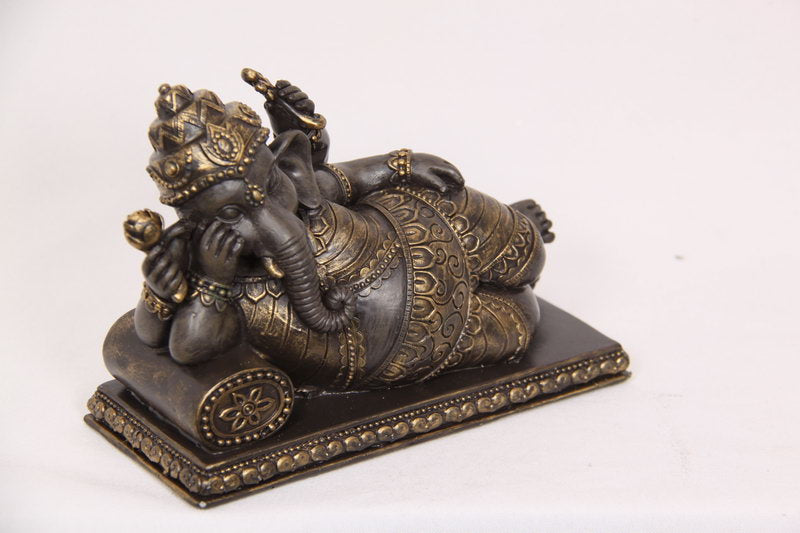 Set of 2 Resting Ganesh on Cushion – 15cm Resin Statues
