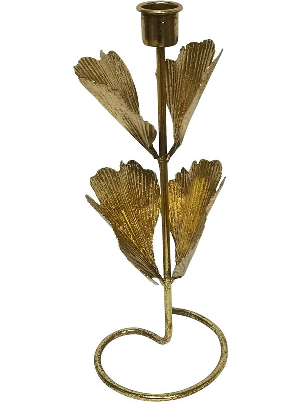 29cm Gold Leaf Candle Holder Set of 2 – Elegant Metal Table Centerpiece Decor