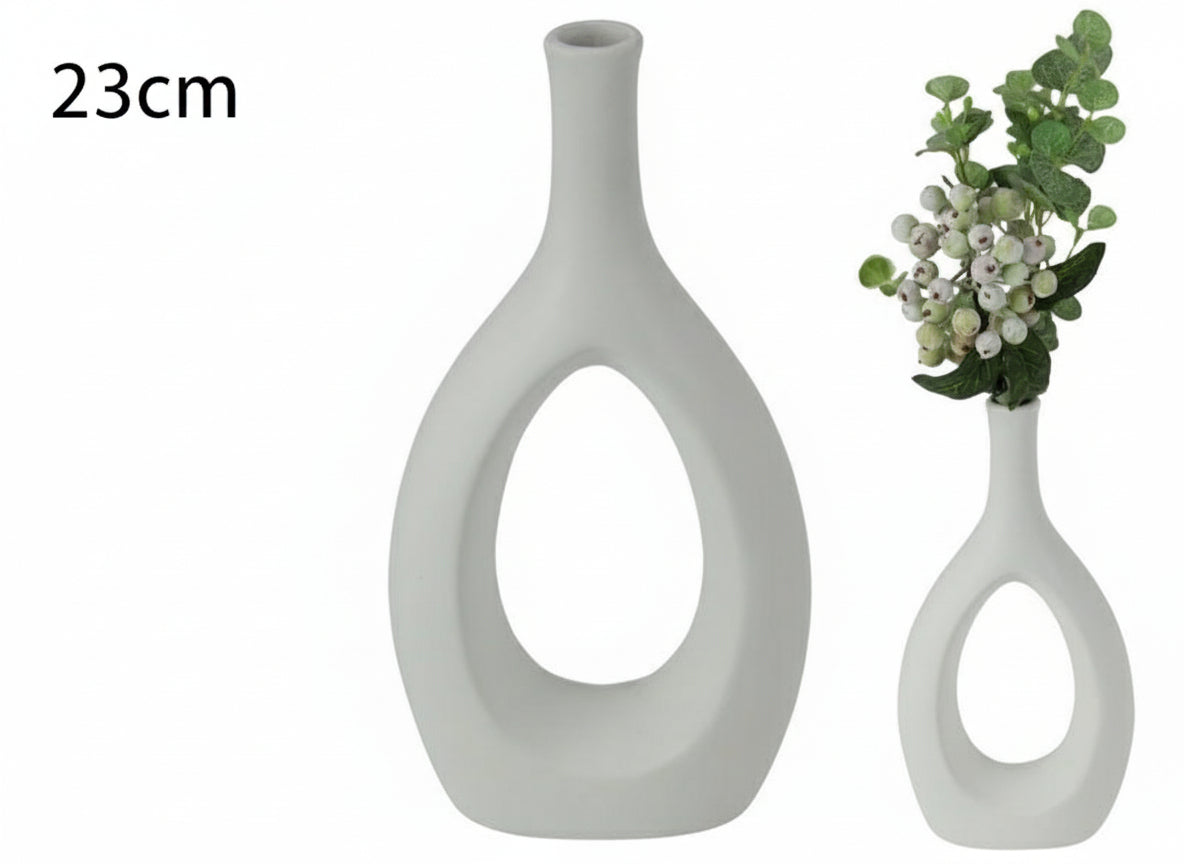 White Ceramic Vase 19cm and 23cm Set