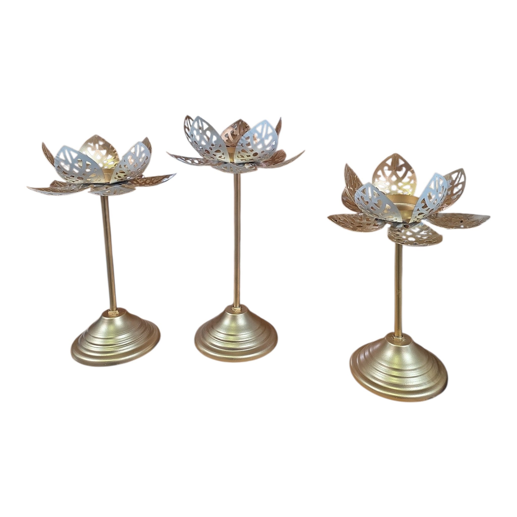 White & Gold Lotus Urli & Tealight Stand Set – 11-Piece Diwali Decoration Items for Home Décor Living Room Pooja Room Uruli Bowls Aesthetic Decorative Items for Home Décor