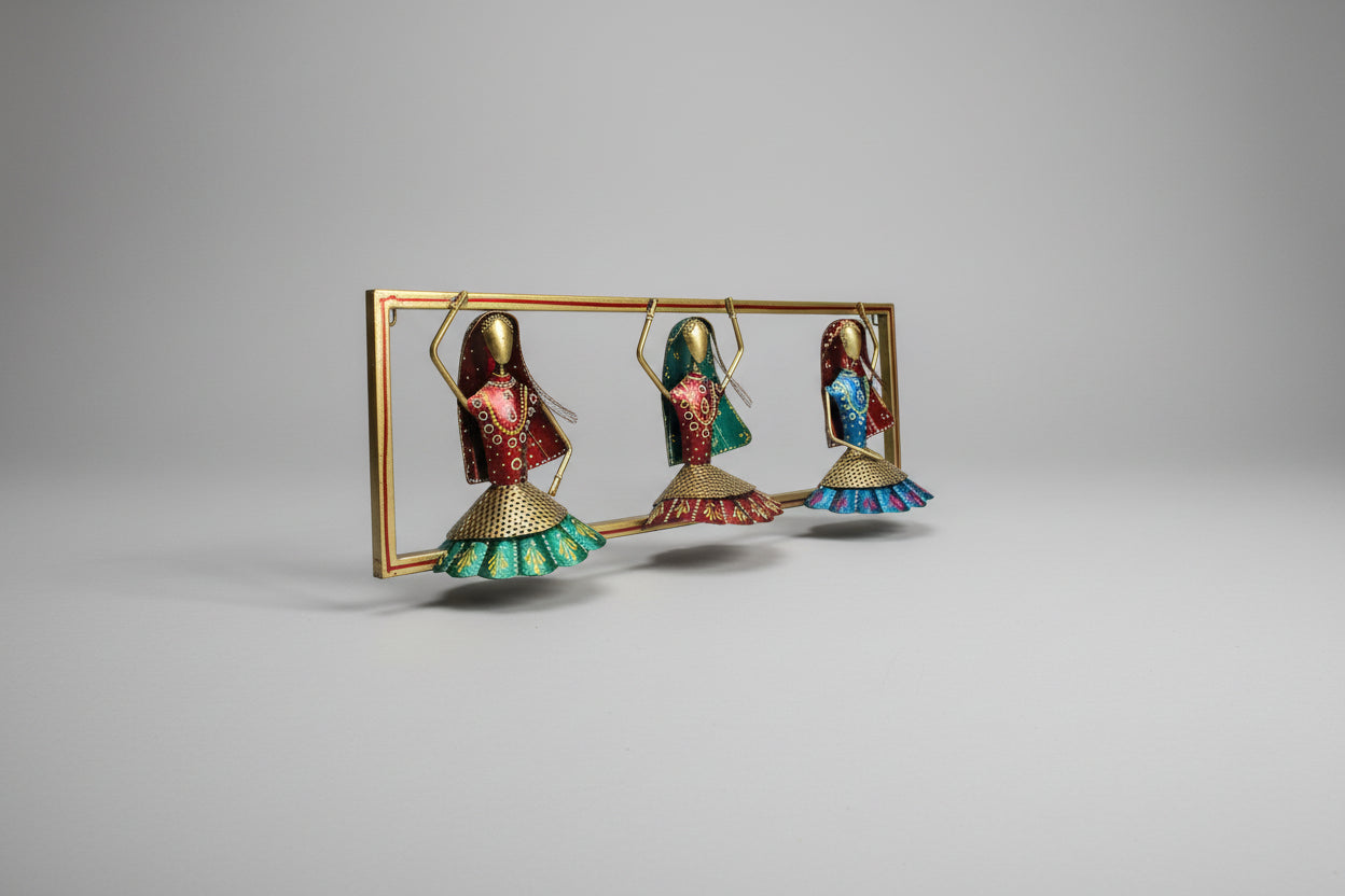 Rajasthani Tribal Dancing Doll Metal Wall Art