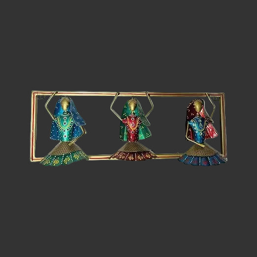 Rajasthani Tribal Dancing Doll Metal Wall Art