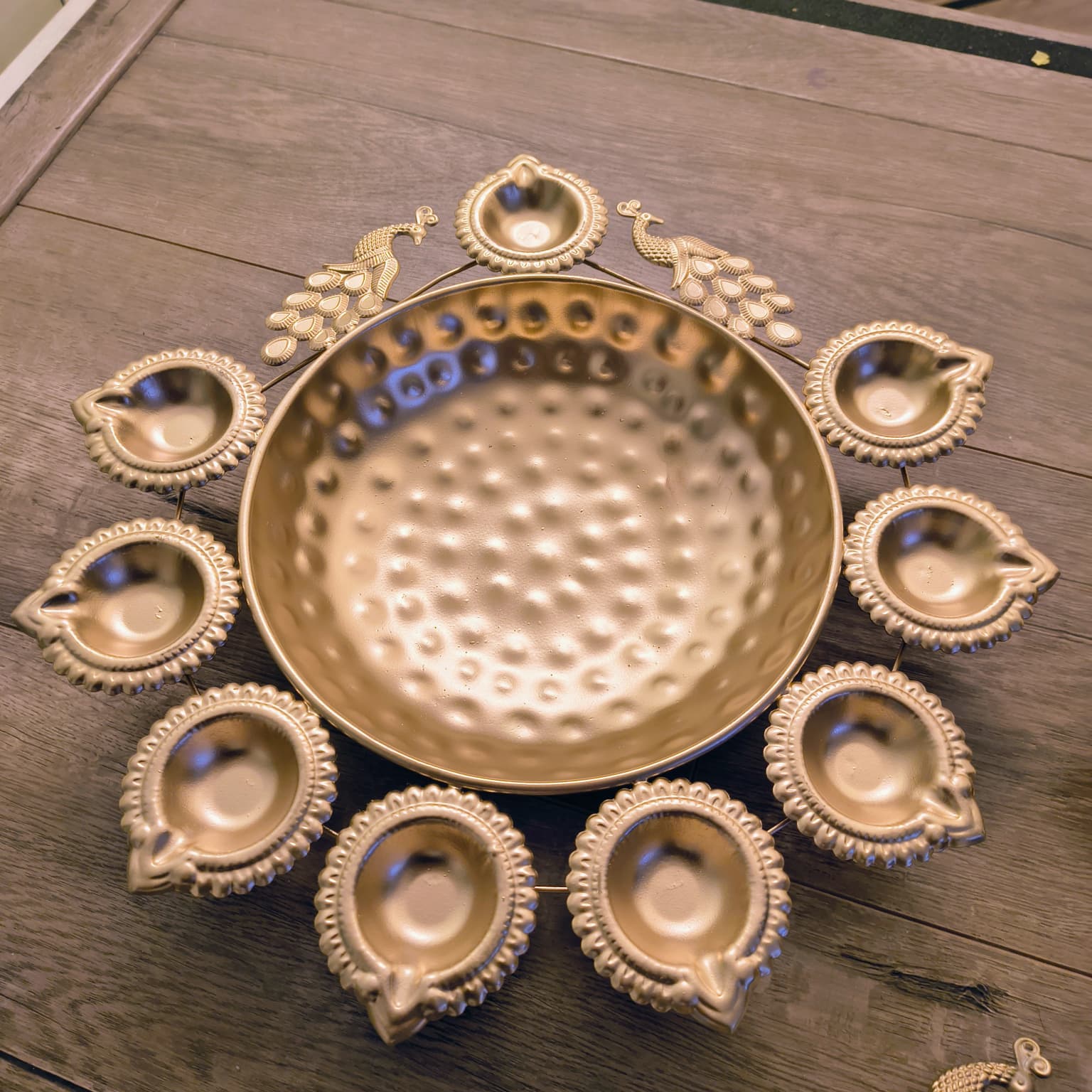 Diwali Urli Tray 3Pcs Lotus and Peacock design