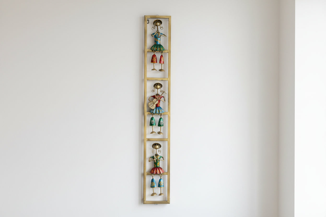 Rajasthani 3 Musicians Wall Art - Traditional Indian Music Décor | Handcrafted Metal Wall Hanging
