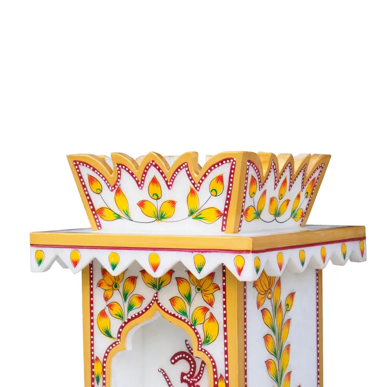 Marble Tulsi Pot  Hand‑Painted Traditional Tulsi Kyara for Home Garden