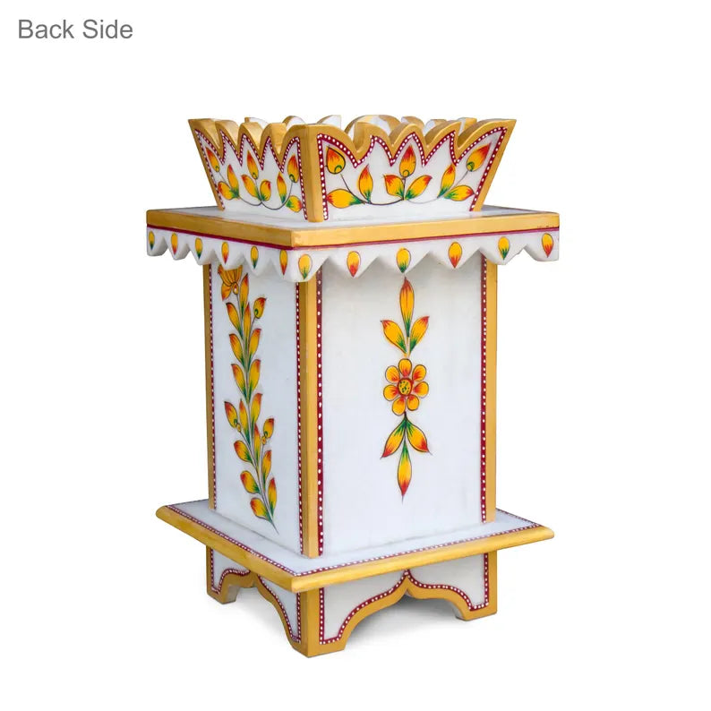 Marble Tulsi Pot  Hand‑Painted Traditional Tulsi Kyara for Home Garden