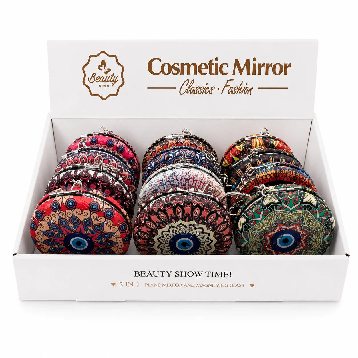 Evil Eye Cosmetic Mirror - Circle Compact Gift-Ready Design
