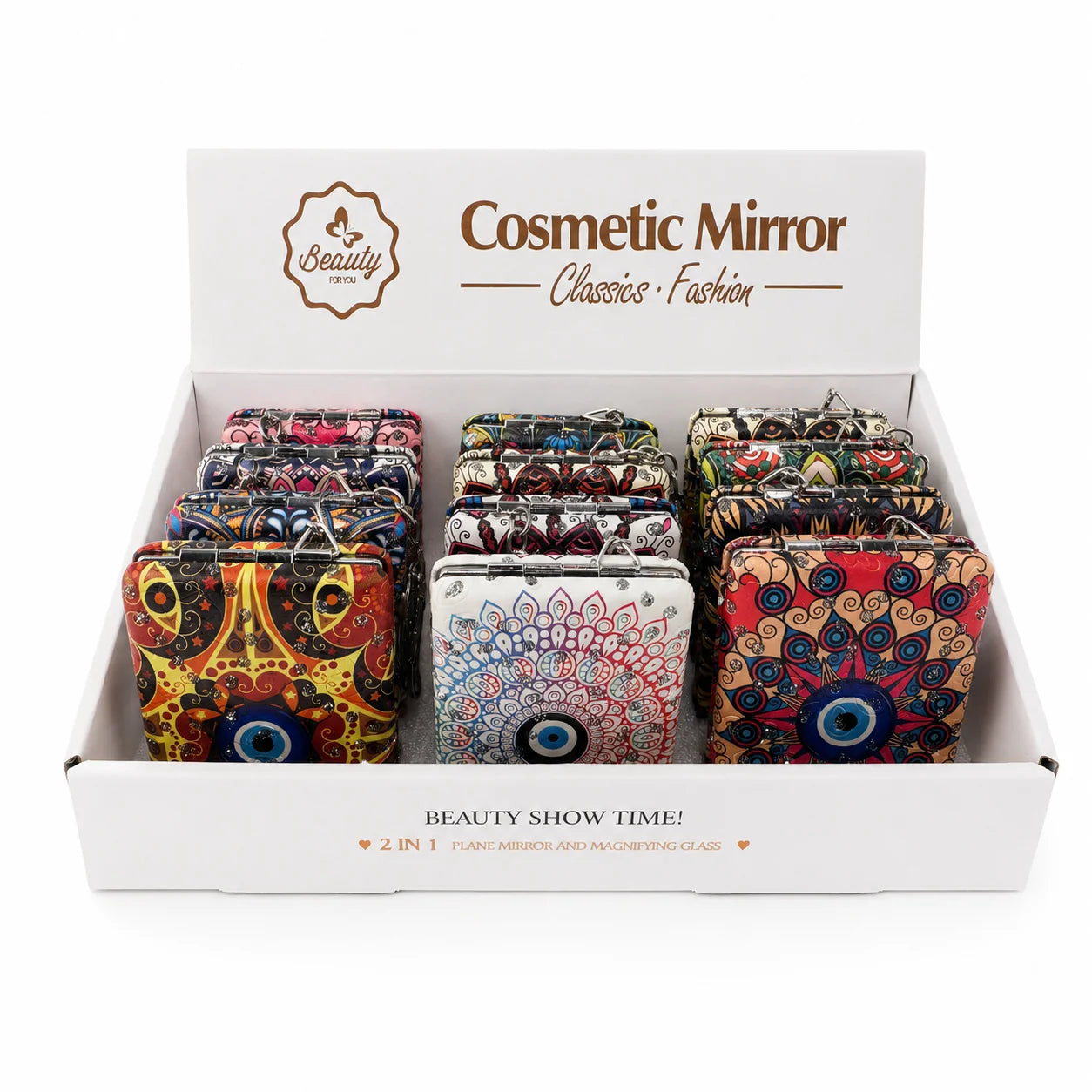 Evil Eye Cosmetic Mirror - Square Compact Gift-Ready Design
