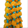 Artificial Small Size Marigold Flower Garland (Pack of 12) - Yellow & Orange Genda Ladi