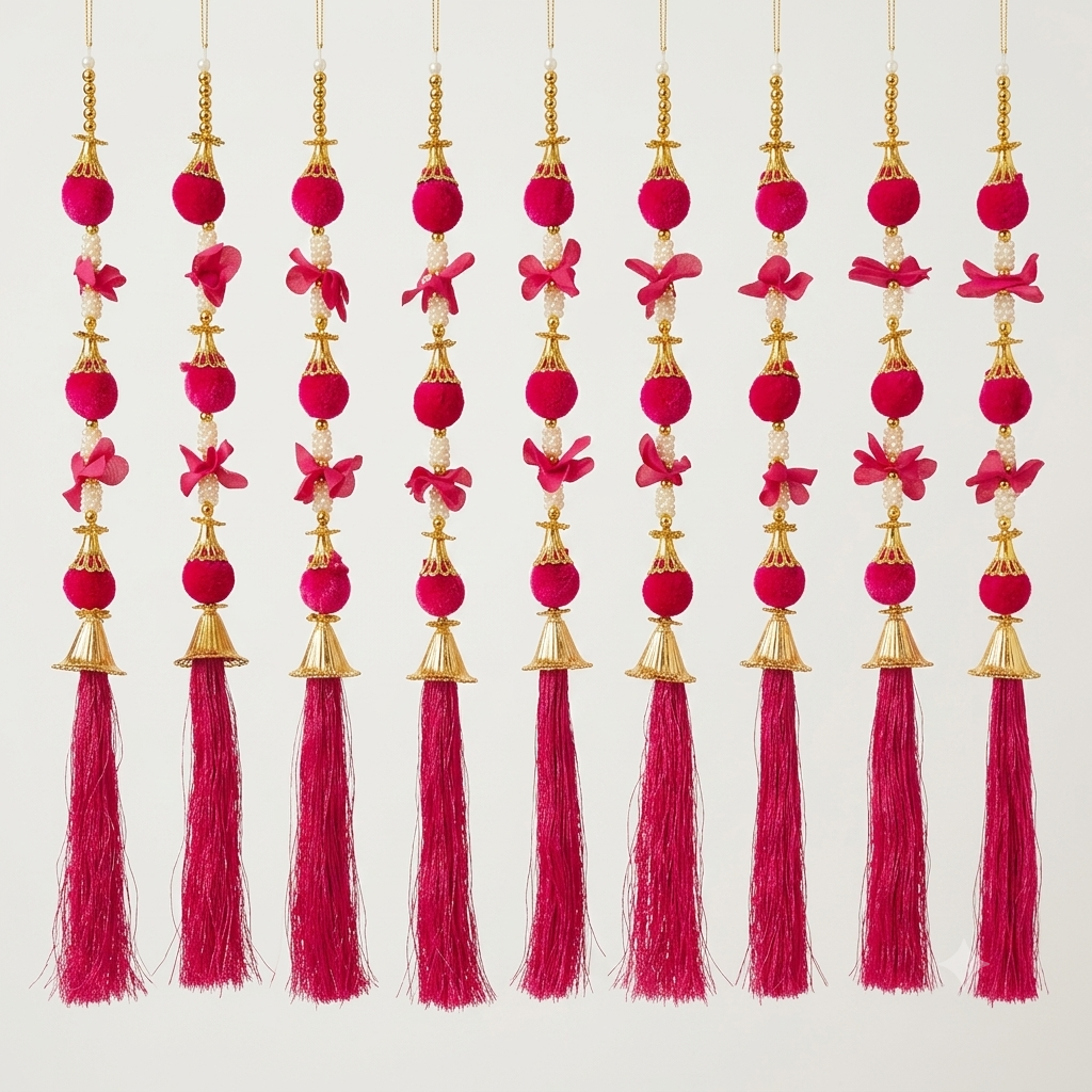 Multicolor Floral Tassel Hangings Pack of 10 | Home Decor