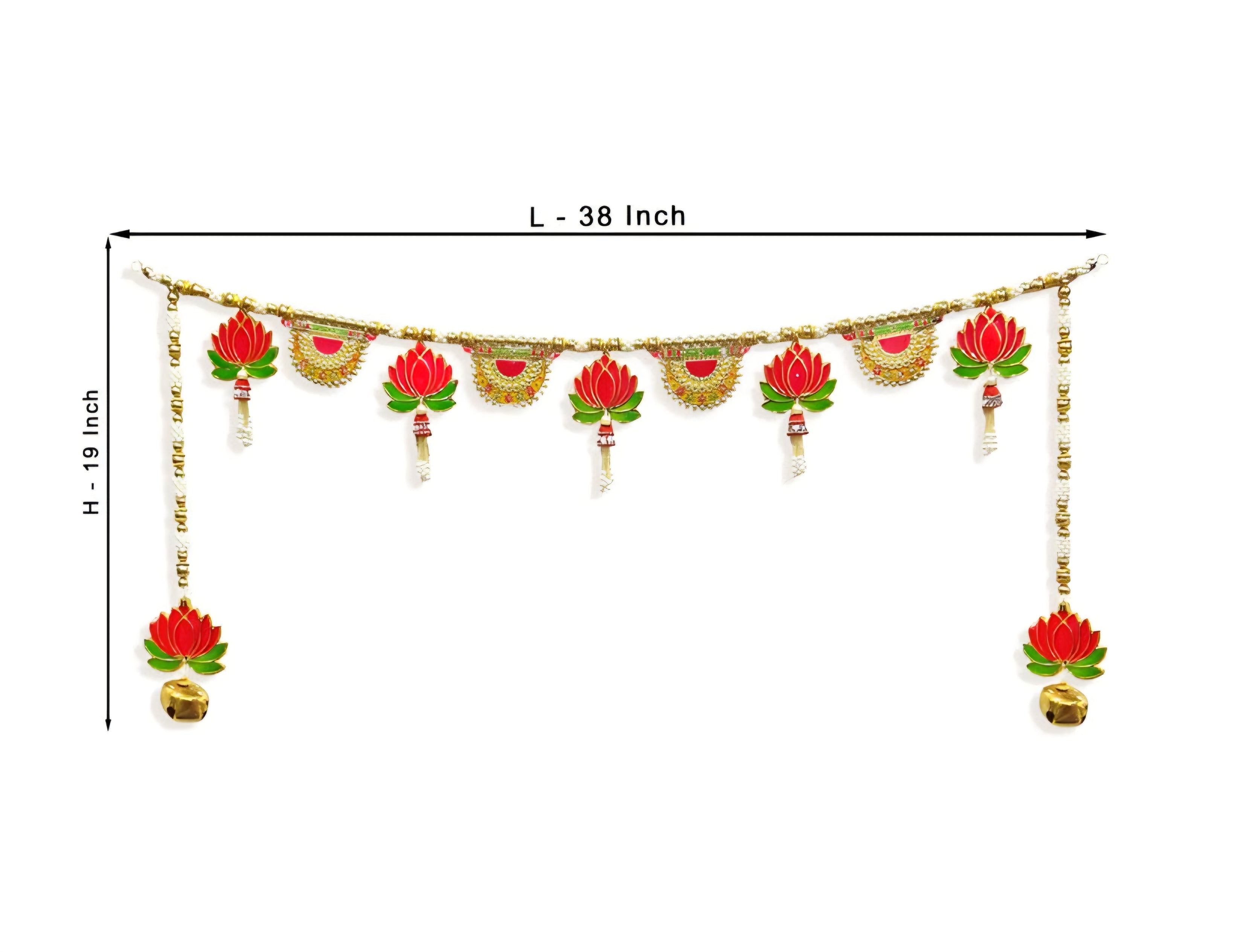 Premium Lotus Toran Door Hanging – 38 Inch | Decorative Bandhanwar for Diwali & Wedding | Indian Festive Home Décor