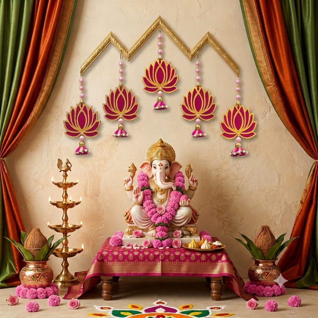Lotus Wall Hanging Pack of 5 | Festive & Mandir Decor