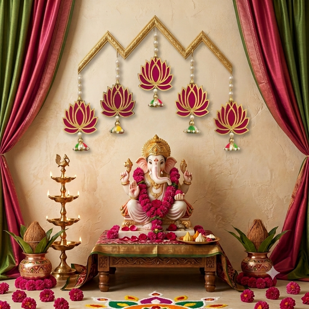 Lotus Wall Hanging Pack of 5 | Festive & Mandir Decor