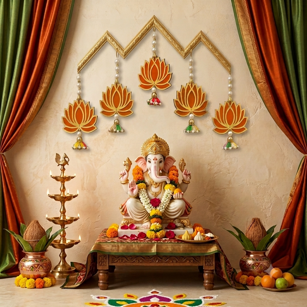 Lotus Wall Hanging Pack of 5 | Festive & Mandir Decor