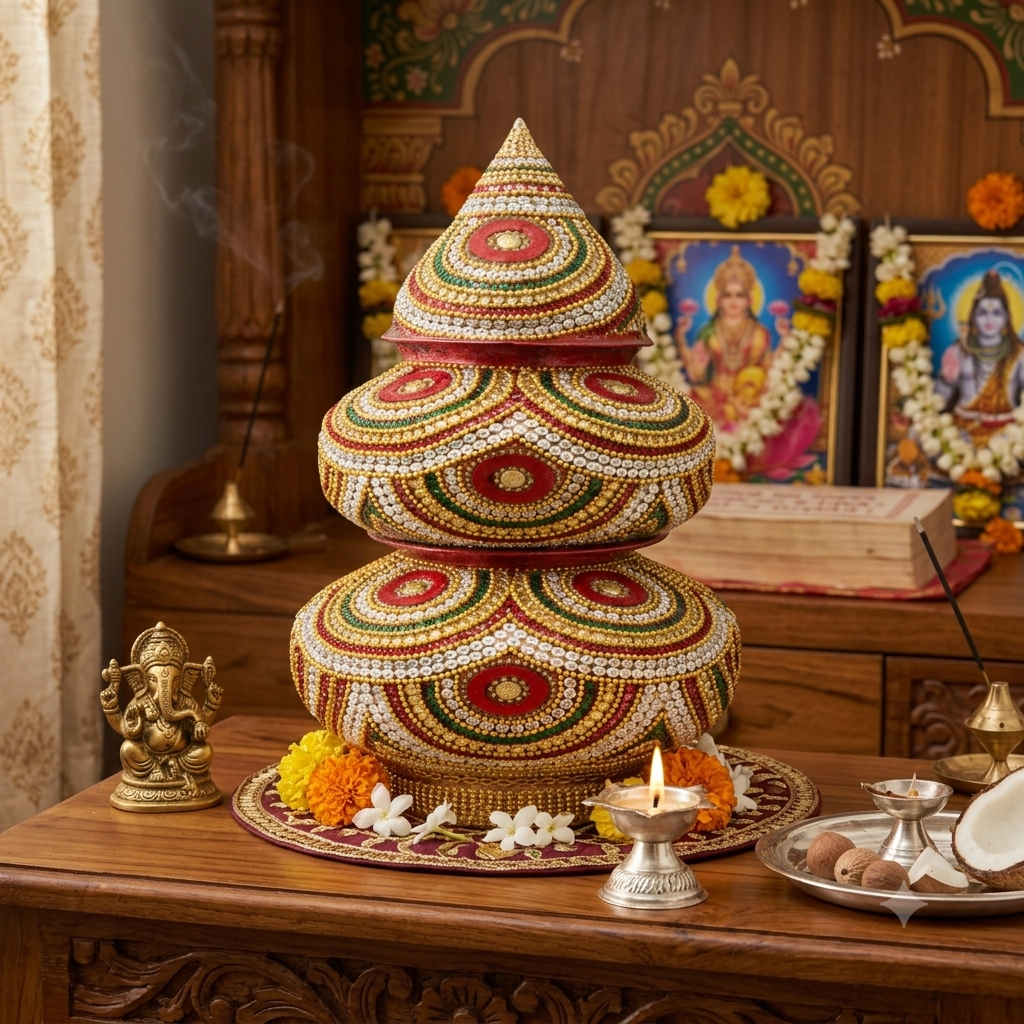 Artificial Mangal Kalash Decorative Nariyal Pooja Kalash
