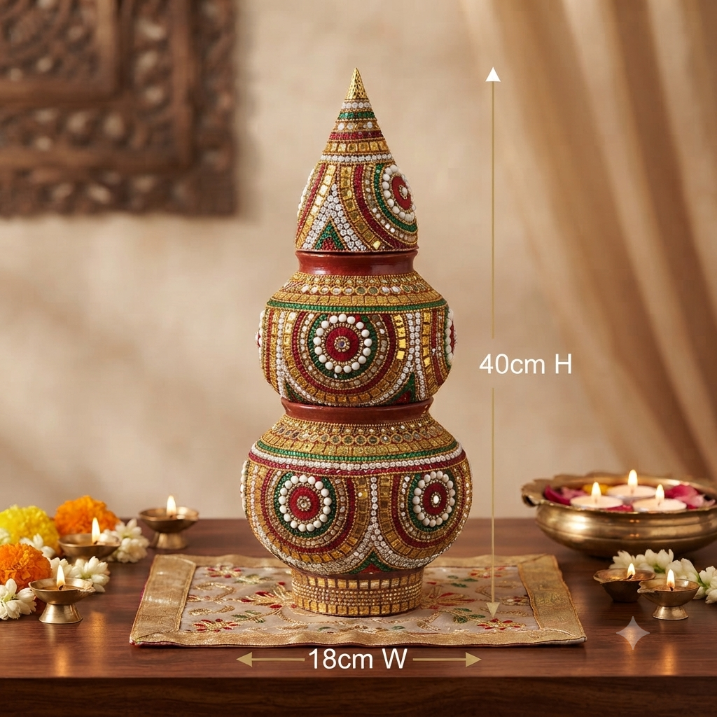Handmade Mild Steel Puja Kalash | Home Mandir & Diwali Decor